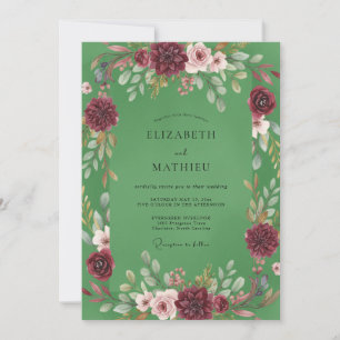 Invitation Couronne de mariage prune pistache