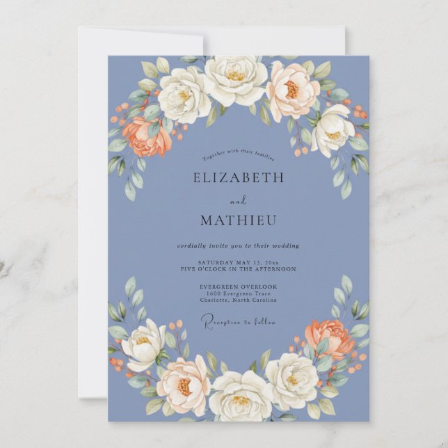 Invitation Couronne de Mariage Ranunculus Bleuet (Devant)
