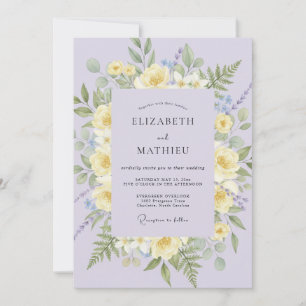 Invitation Couronne de mariage romantique aux fleurs jaunes