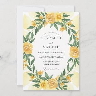 Invitation Couronne de mariage Rose Antique Jaune
