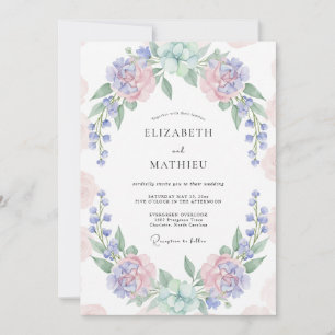 Invitation Couronne de mariage rose lilas