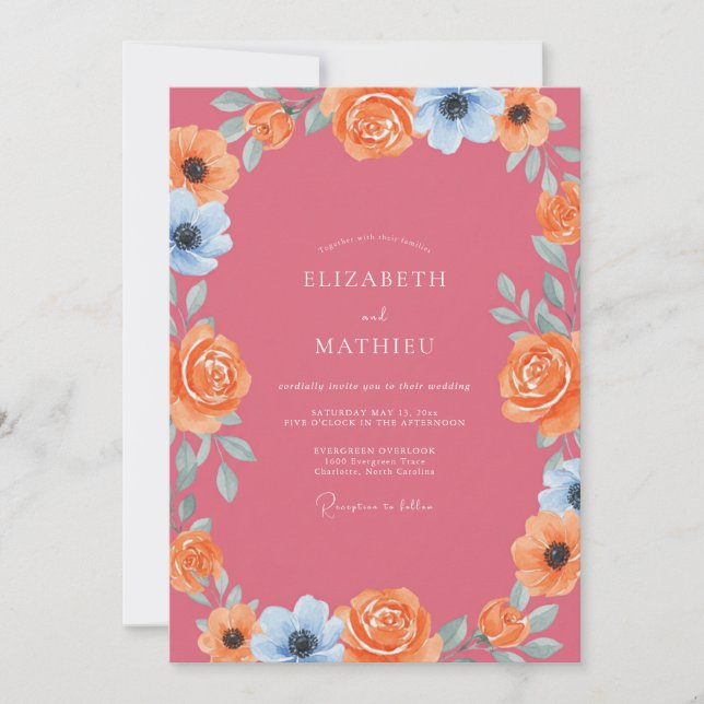 Invitation Couronne de mariage rose mauve tendre (Devant)