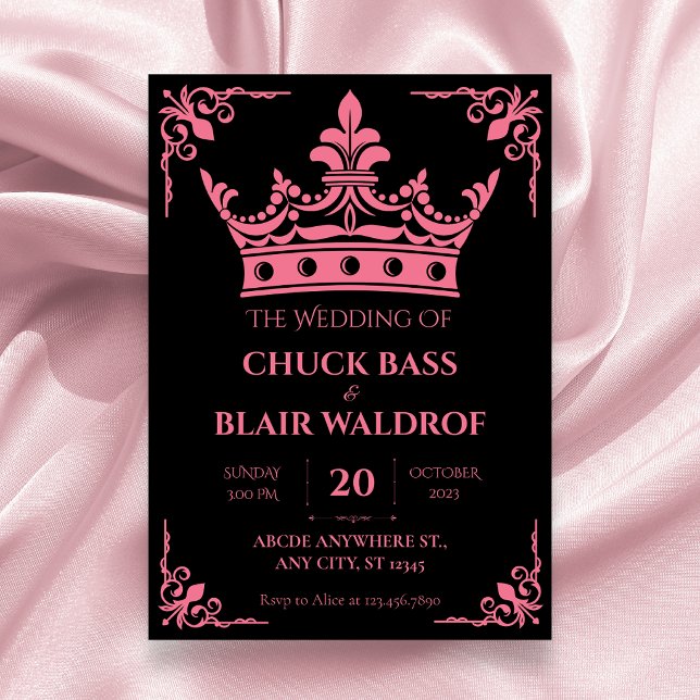 Invitation Couronne de mariage rose noir  (Créateur téléchargé)