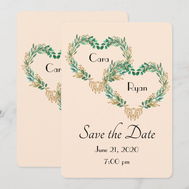Invitation Couronne de mariage rustique avec verdure élégante (Devant / Derrière)