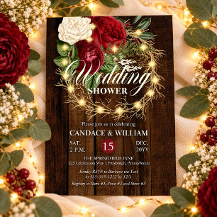 Invitation Couronne de mariage rustique boisée éclairée
