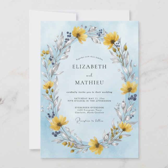 Invitation Couronne de mariage safran barbeau (Devant)