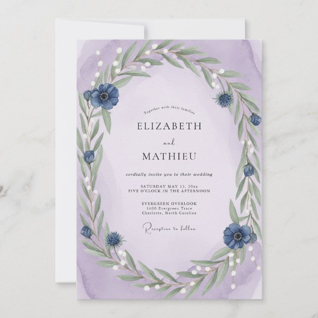 Invitation Couronne de mariage Sauge Violette (Devant)
