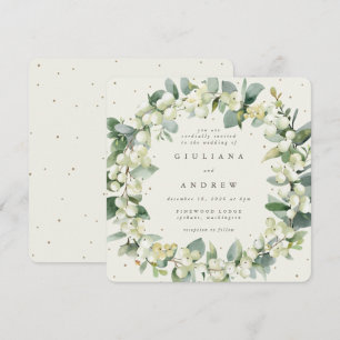 Invitation Couronne de mariage Square Cream Snowberry + Eucal
