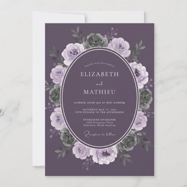 Invitation Couronne de mariage succulente plum (Devant)