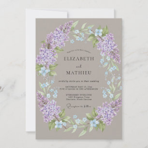 Invitation Couronne de mariage Taupe Lilas