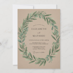 Invitation Couronne de mariage Taupe Olive