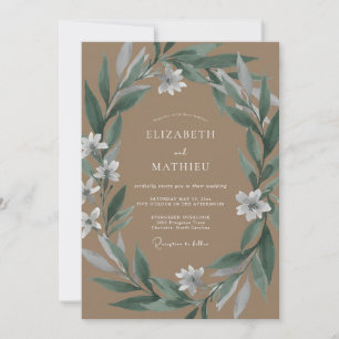 Invitation Couronne de mariage Taupe Olive Prairie