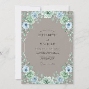 Invitation Couronne de mariage Taupe Pervenche
