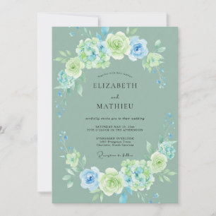 Invitation Couronne de mariage Taupe Seafoam