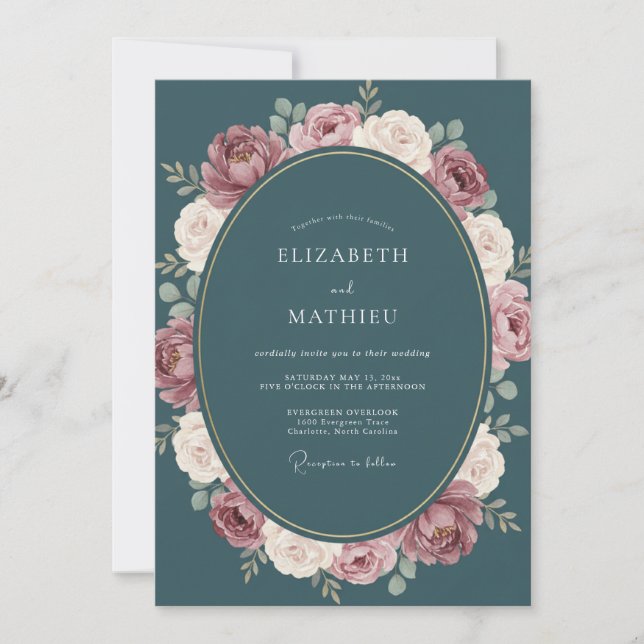 Invitation Couronne de mariage teinte mauve (Devant)