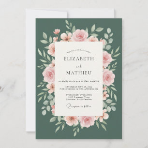 Invitation Couronne de mariage teintée d'émeraude