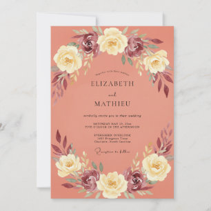 Invitation Couronne de mariage Terracotta Antique Rose