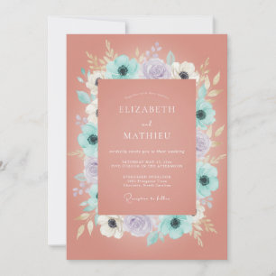 Invitation Couronne de mariage Terracotta Aqua Lilas