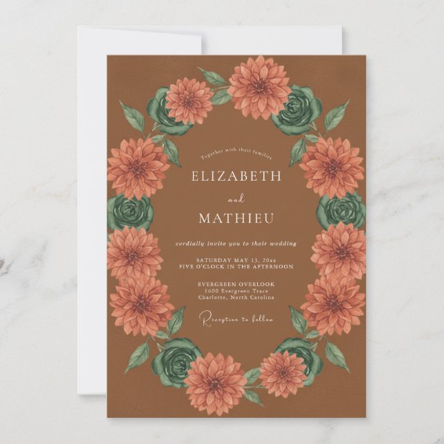 Invitation Couronne de mariage Terracotta Bloom (Devant)