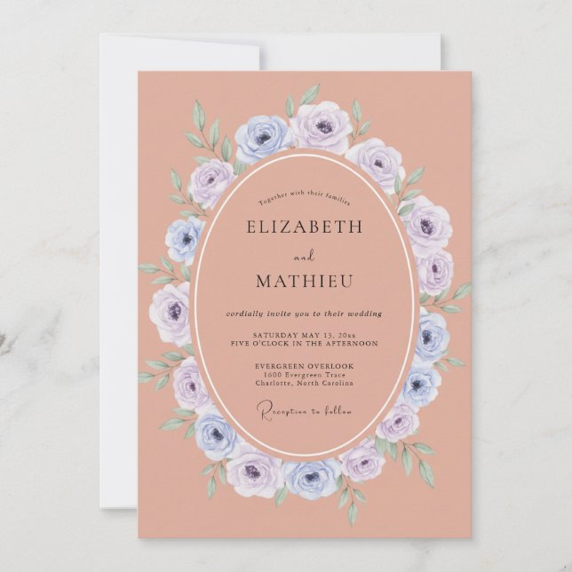 Invitation Couronne de mariage Terracotta Pervenche (Devant)