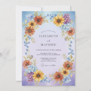 Invitation Couronne de mariage tournesol Myosotis