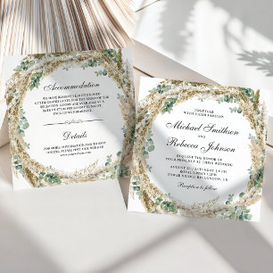 Invitation Couronne de mariage tout-en-un Bohème Pampas Eucal