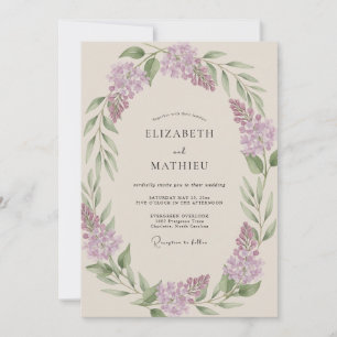 Invitation Couronne de mariage verte lavande