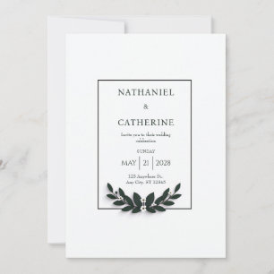 Invitation Couronne de mariage verte minimaliste