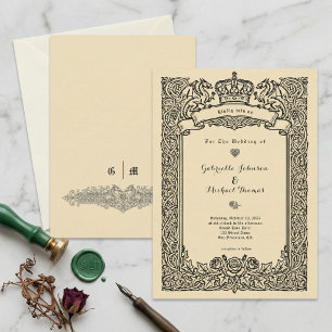 Invitation Couronne de mariage vintage dragon celtique en crè