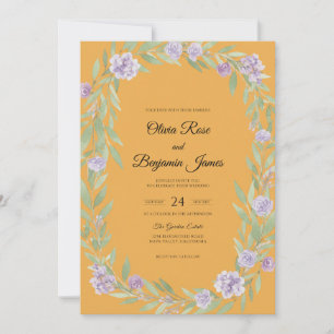 Invitation Couronne de mariage Violet Moutarde