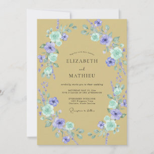 Invitation Couronne de mariage Violet Or
