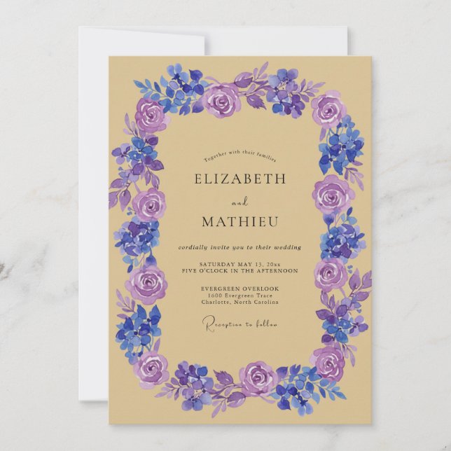 Invitation Couronne de mariage Violet Pervenche (Devant)