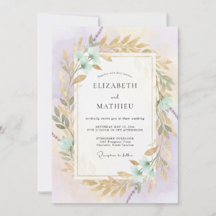 Invitation Couronne de mariage Violet Seafoam