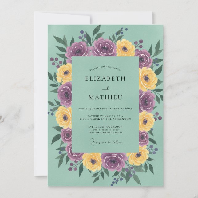 Invitation Couronne de mariage Violet Soft Gold (Devant)