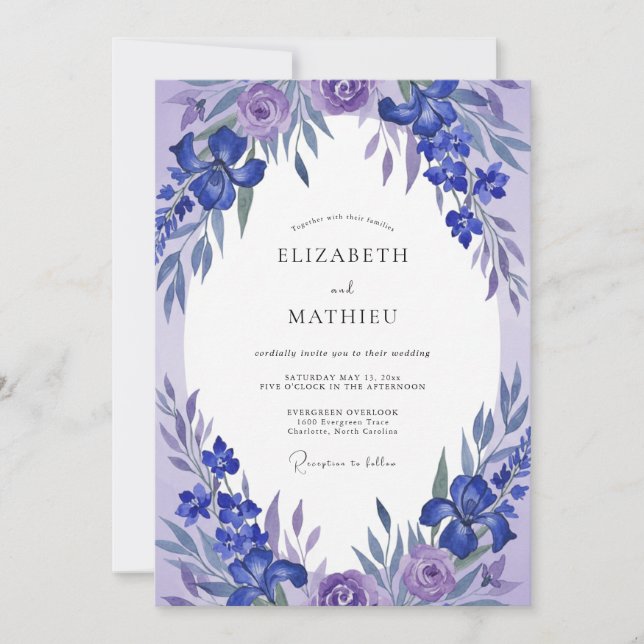 Invitation Couronne de mariage Violette Lavande (Devant)