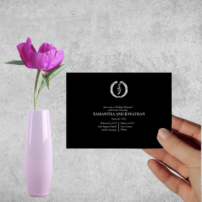 Invitation Couronne de monogramme blanche sur répétition de M (Créateur téléchargé)