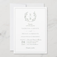Couronne de monogramme botanique vert sauge Mariag