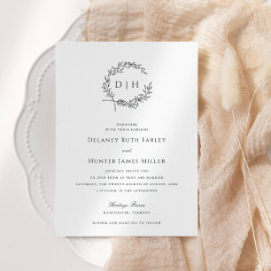 Invitation Couronne de monogramme classique de mariage