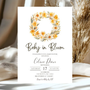Invitation Couronne de narcisses floraux de printemps Baby Sh
