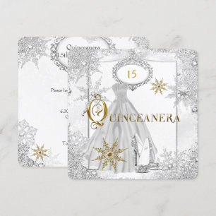Invitation Couronne de neige blanche argentée pour Quinceaner