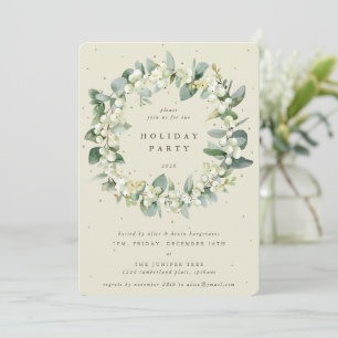 Invitation Couronne de neige crémeuse + Eucalyptus Fête de No