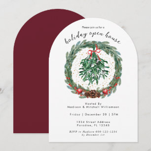 Invitation Couronne de Noël aquarelle rustique avec gui