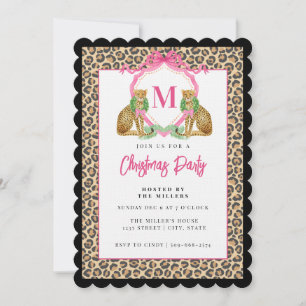 Invitation Couronne de Noël au léopard grandmillennial avec m