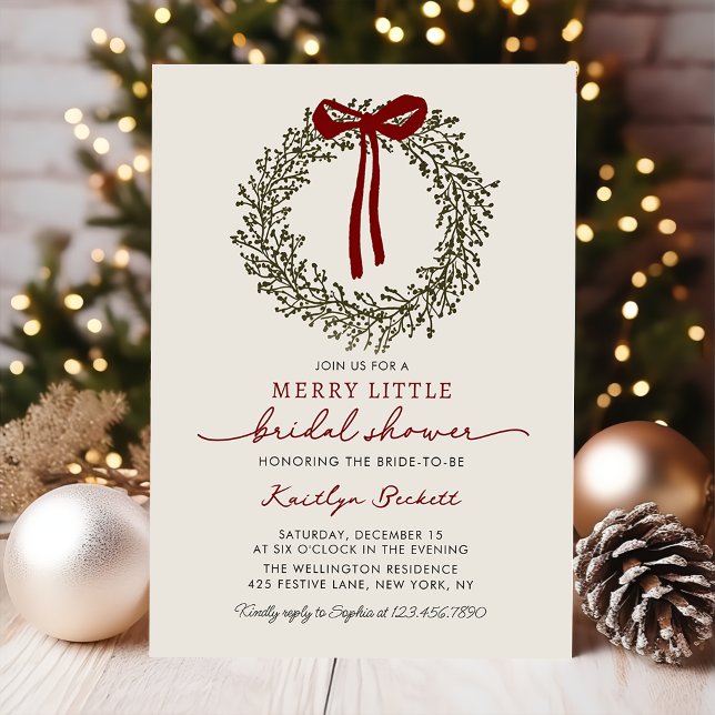 Invitation Couronne de Noël avec petit noeud pour Baby Shower (Créateur téléchargé)