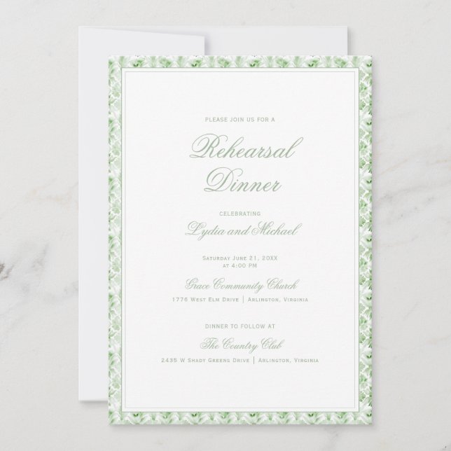 Invitation Couronne de Noël | Dîner de répétition avec monogr (Devant)