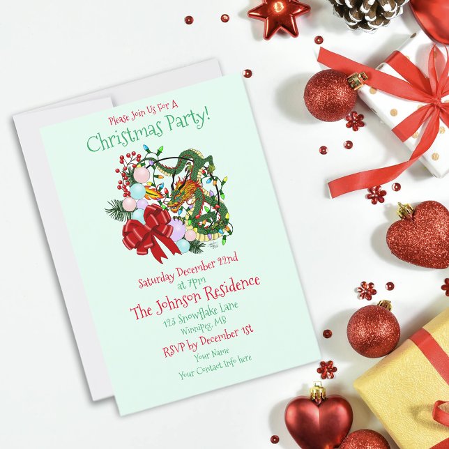 Invitation Couronne de Noël Dragon Chinois Fantastique (Créateur téléchargé)