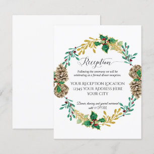 Invitation Couronne de Noël en or pour réception de mariage