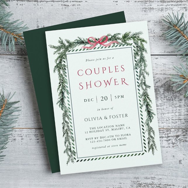 Invitation Couronne de Noël en pin pour couples Shower Vert M (Créateur téléchargé)