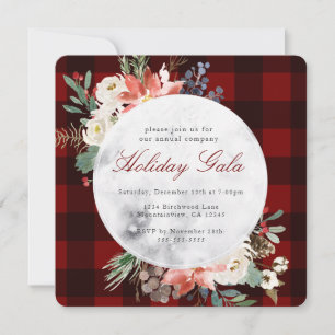 Invitation Couronne de Noël en plaid rouge de Buffalo