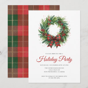Invitation Couronne de Noël festive Fête de fin d'année